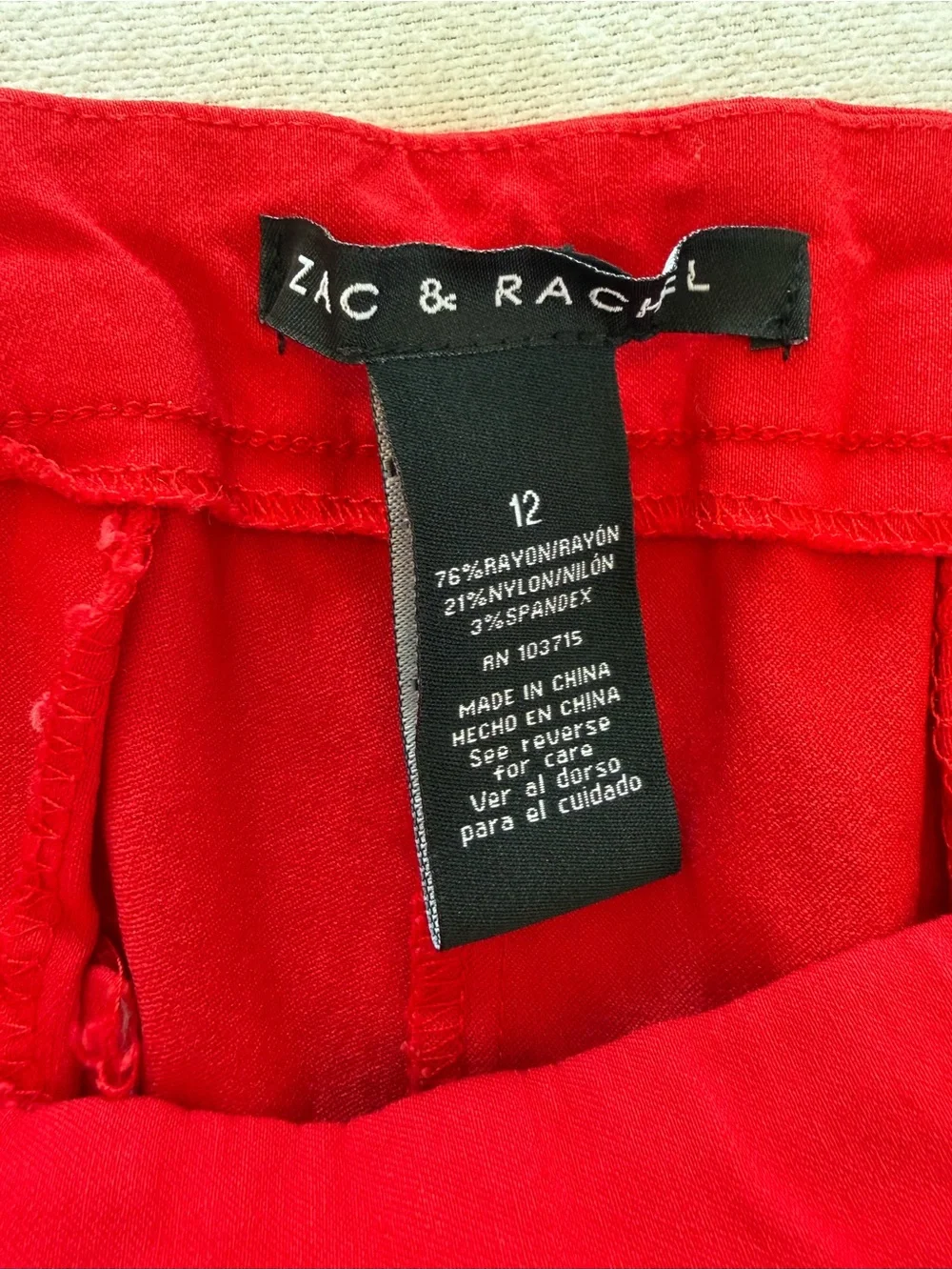 Zac & Rachel Red Crochet Hem Capri‎ Pants 12 Coastal Chic Resort Career Casual
